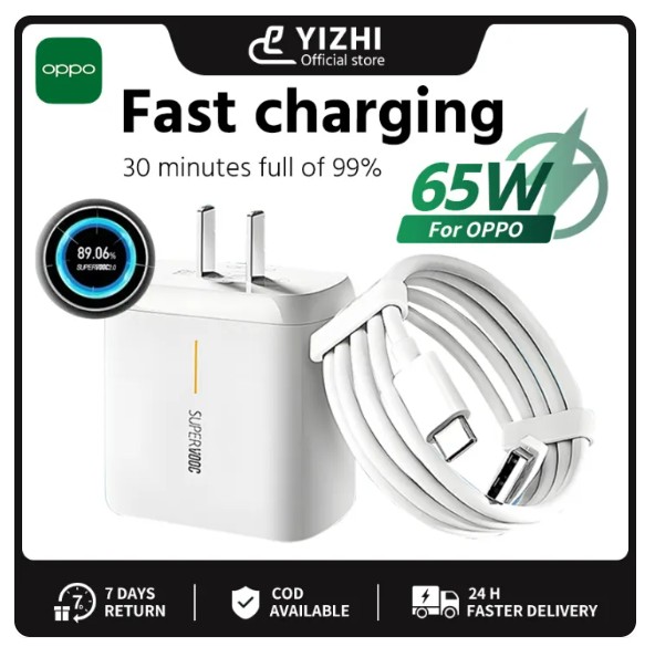 For Oppo original charger Type-C Super Vooc fast charger USB cable adapter suitable for Realme X7 Oppo Reno 5 5G 3 4 Pro Find X2 ACE